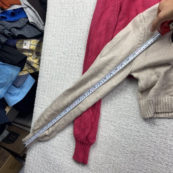 Lot x2 Garage Knit Cozy Sweater Pullover Wom S Beige / Pink Cropped Long Sleeve - Picture 8 of 14